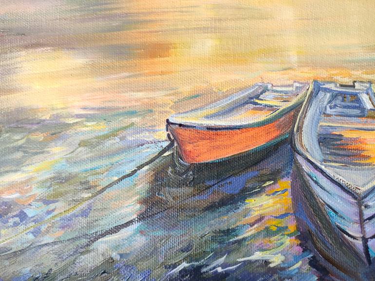 Original Expressionism Boat Painting by Sulamita Art