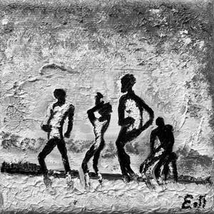 Dancing Men Silhouettes – Black & White Irish Snowscape