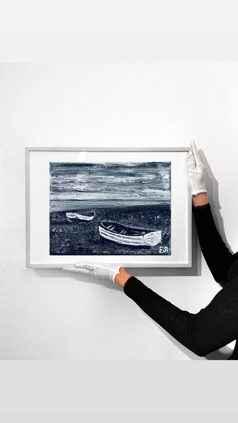 Original Abstract Boat Painting by Olena Yarova