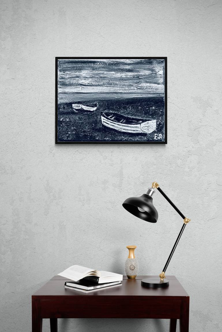 Original Abstract Boat Painting by Olena Yarova