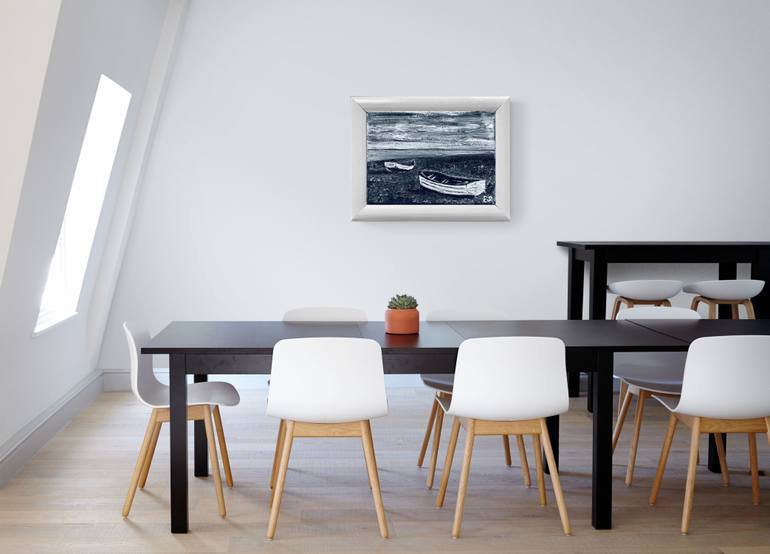 Original Abstract Boat Painting by Olena Yarova