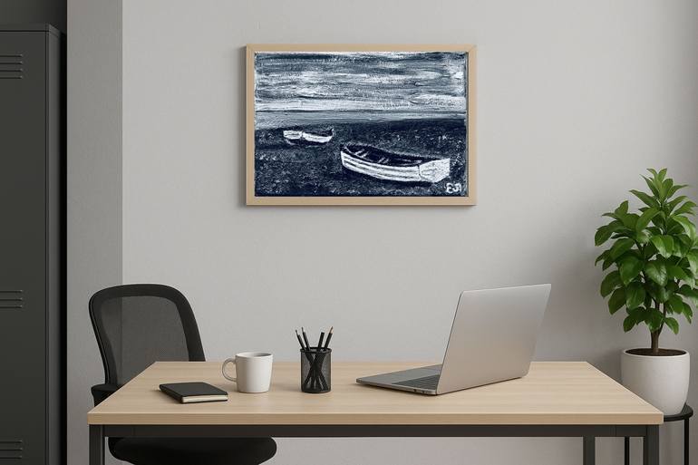 Original Abstract Boat Painting by Olena Yarova