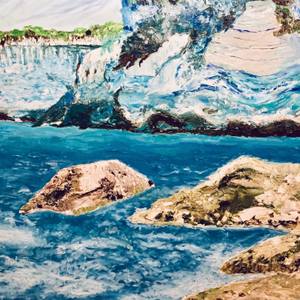 Turquoise Silence of Antipaxos Greek Island Seascape 160x110 cm