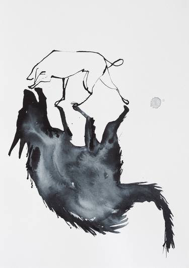 Print of Dogs Drawings by Roberta Young
