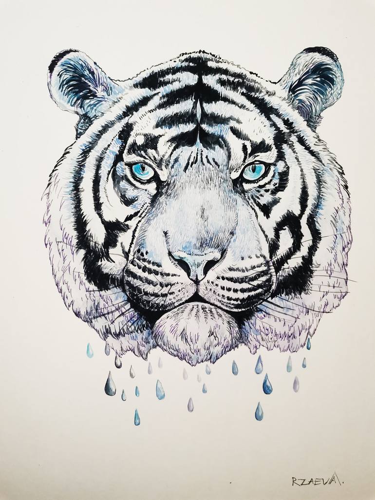 The water tiger Drawing by Anna Rzaeva