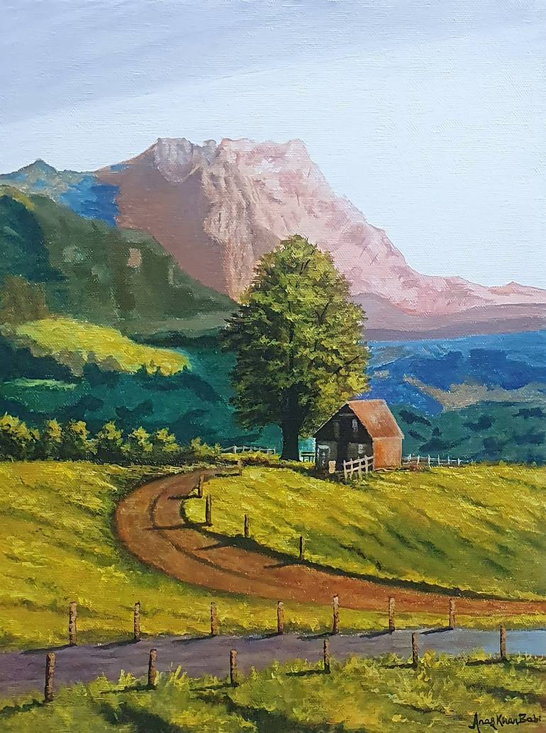 Original Realism Landscape Paintings by Anas Khan Babi