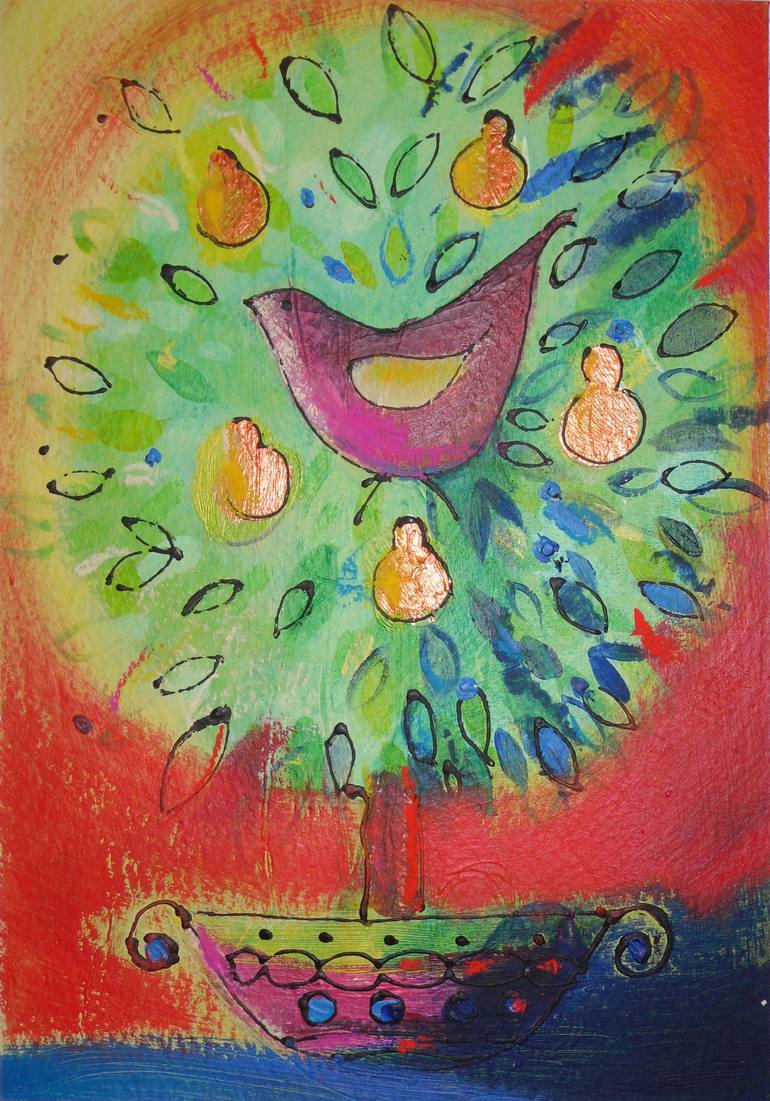 Partridge in a Pear Tree Painting by Emma Cooper | Saatchi Art