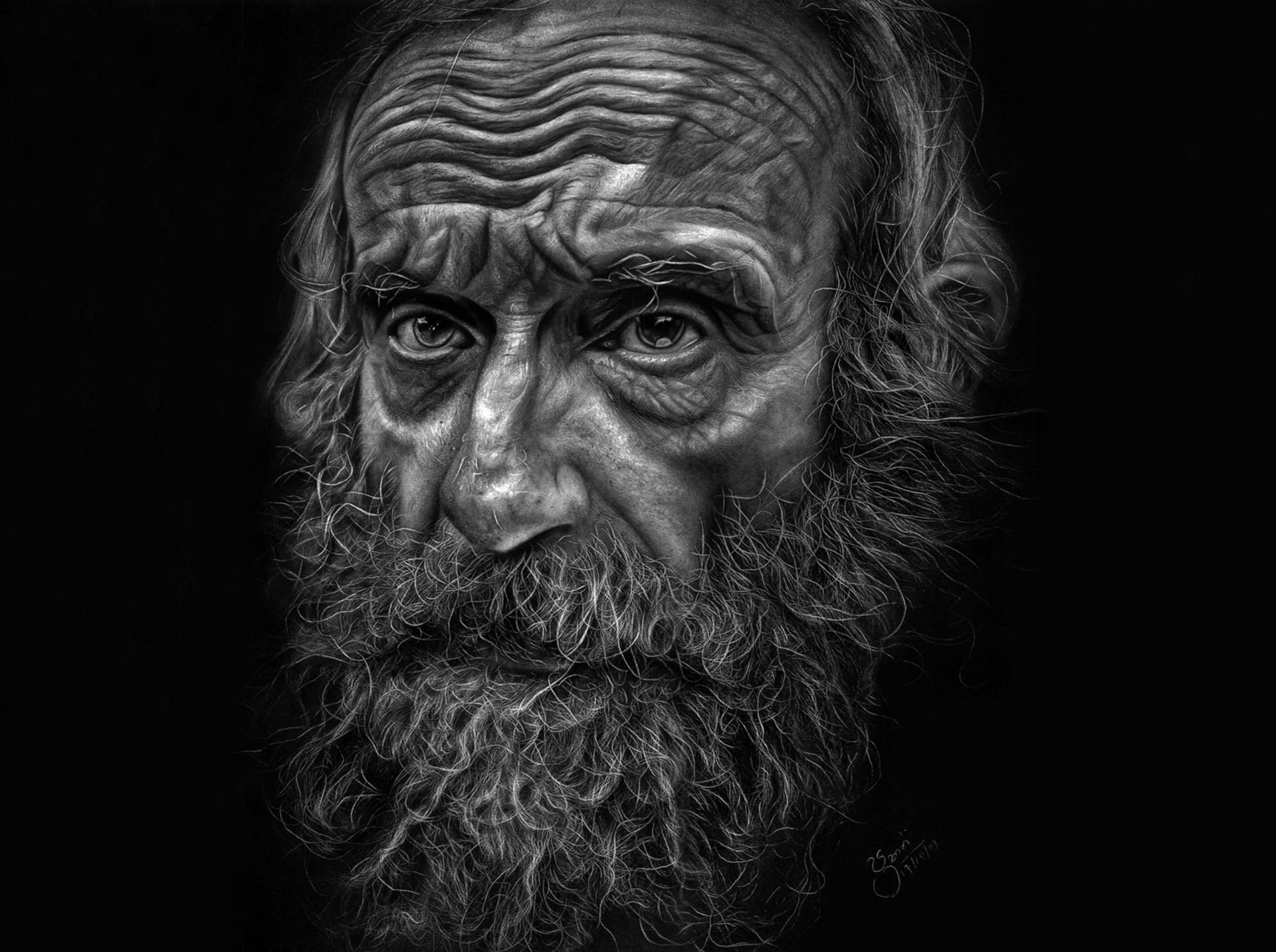 Old Man (SOLD)- hyper realistic penci(120hrs) Drawing by Prabath