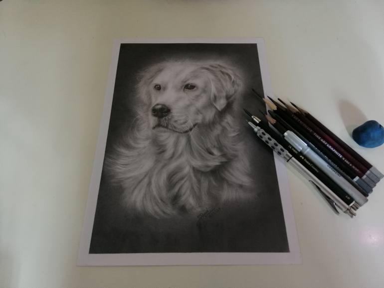 Original Figurative Dogs Drawing by Prabath Zoysa