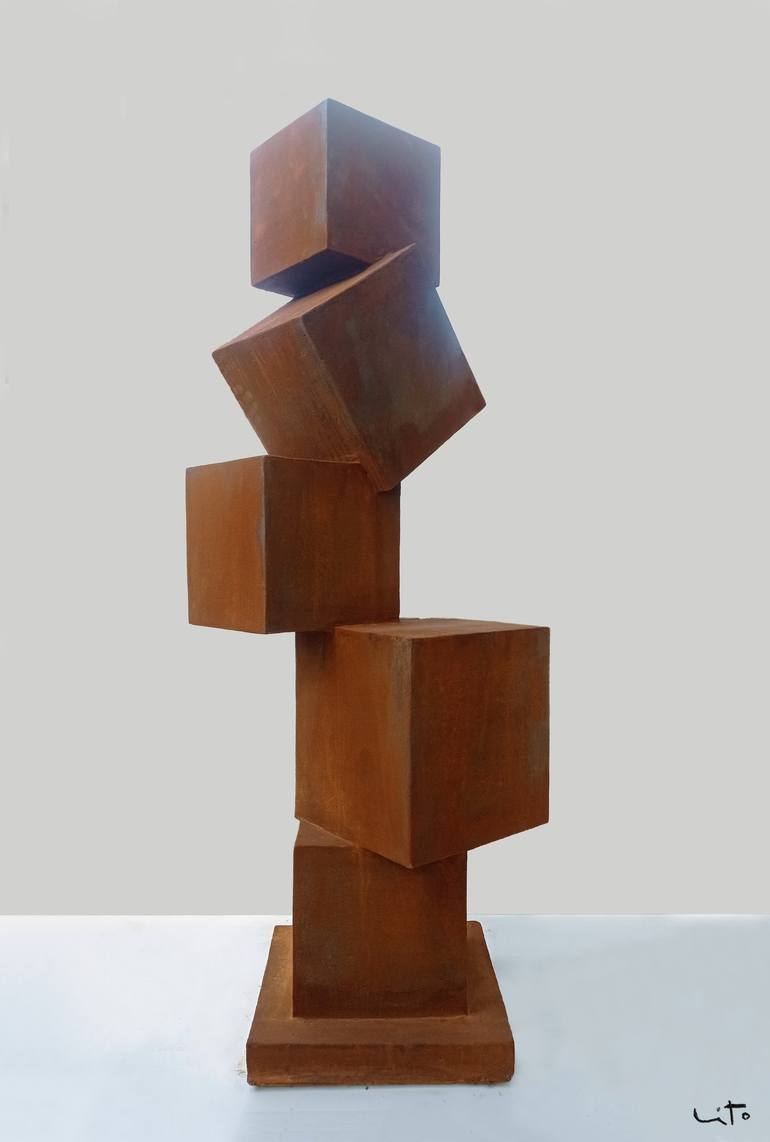 Original Cubism Abstract Sculpture by Lito Barreiro