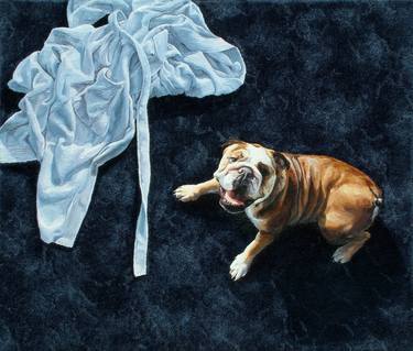 Original Figurative Dogs Paintings by Krisztian Pall