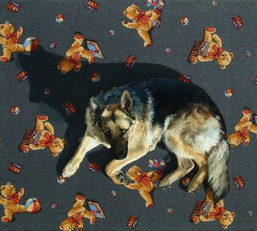 Print of Dogs Paintings by Krisztian Pall
