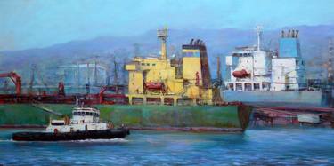 Original Photorealism Ship Painting by Roman Ben
