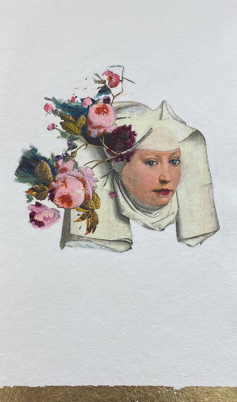 Original Portraiture Floral Drawing by Karenina Fabrizzi