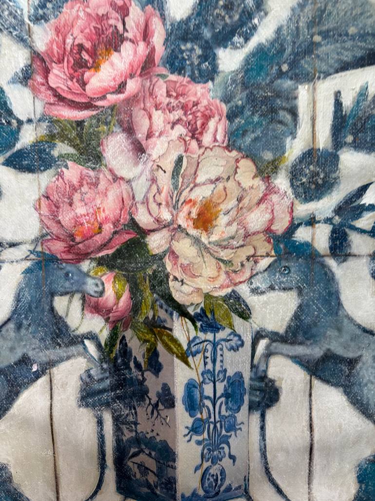 Original Romanticism Floral Painting by Karenina Fabrizzi