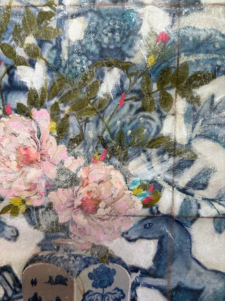 Original Romanticism Floral Painting by Karenina Fabrizzi