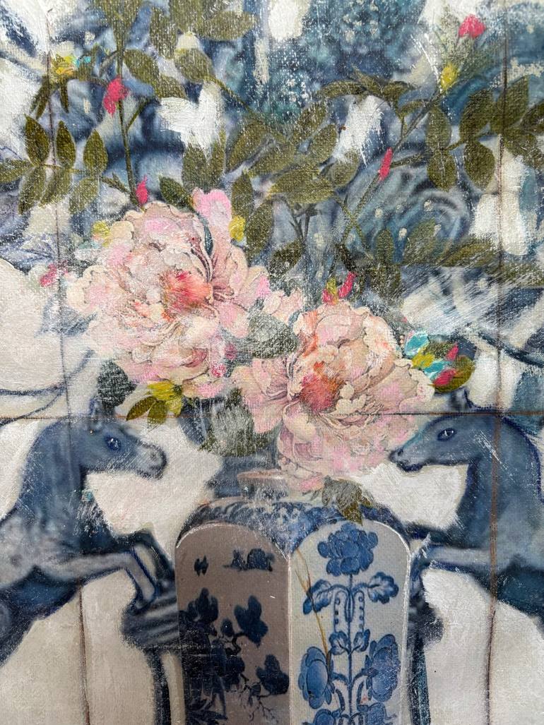 Original Romanticism Floral Painting by Karenina Fabrizzi