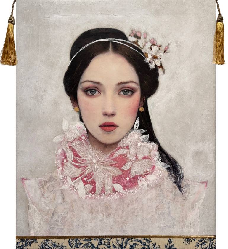 open lace back dress Woman in Paris Oil Painting Original Ballerina Wall Art Girl in Red Dr   BilykArt Gallery