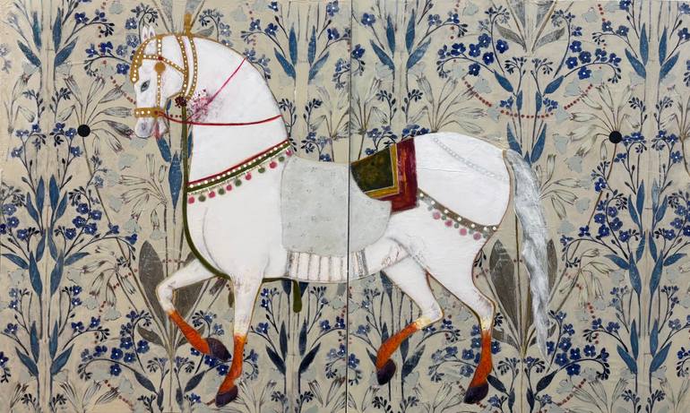 Equestrian Elegance: Tapestries of Time /diptych Artwork Original Painting by Karenina Fabrizzi