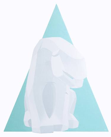 White polar bear on ice blue triangle thumb