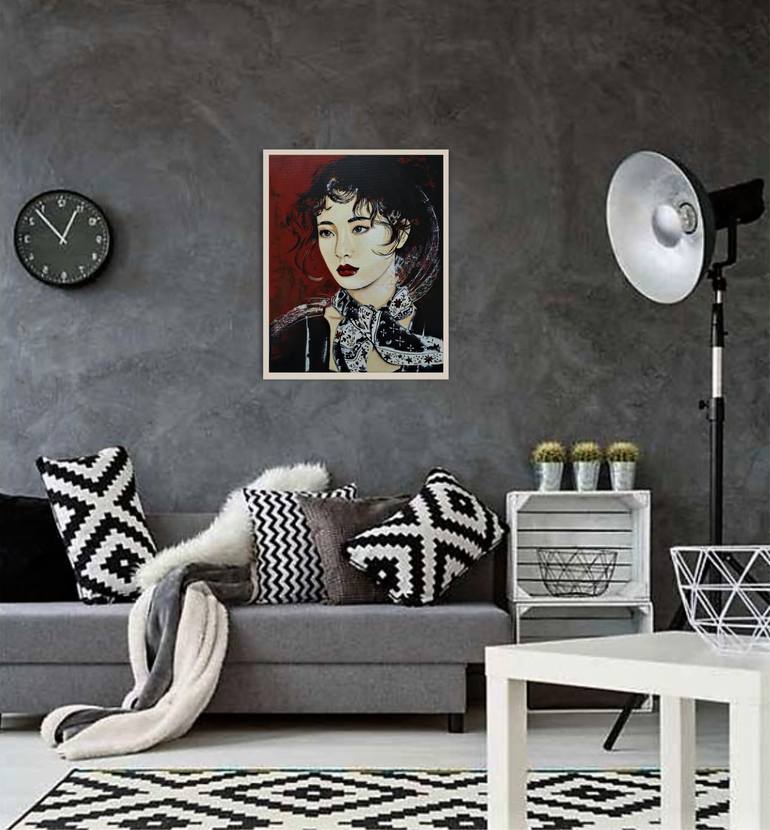 Original Art Deco Portrait Painting by Livien Rozen