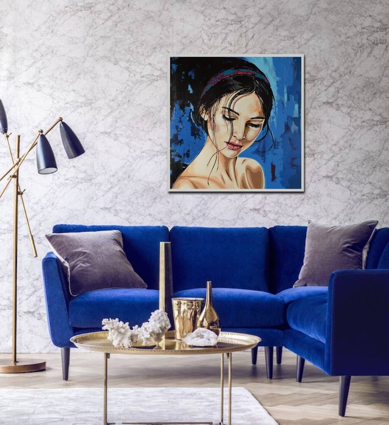 Original Art Deco Portrait Painting by Livien Rozen