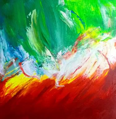 Abstract in green and red thumb