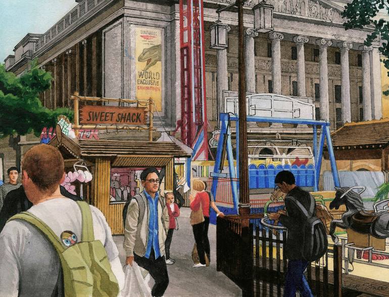 Original Figurative Cities Painting by Dave'S Daughter