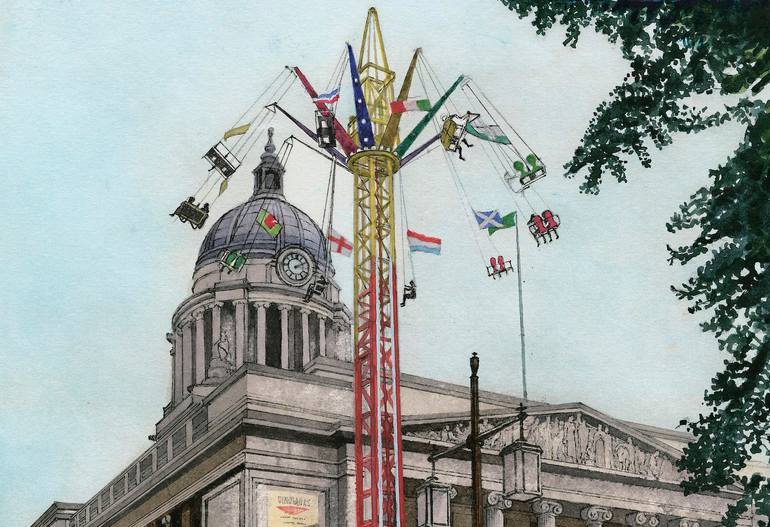 Original Figurative Cities Painting by Dave'S Daughter