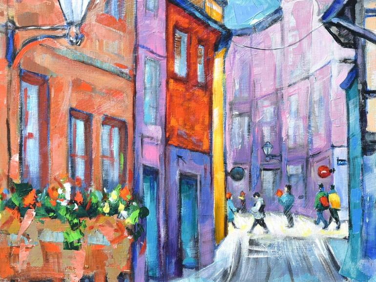 Original Abstract Expressionism Cities Painting by Danuta Antas-Woźniewska