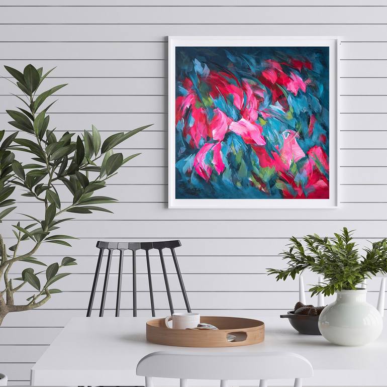 Original Abstract Expressionism Floral Painting by Danuta Antas-Woźniewska
