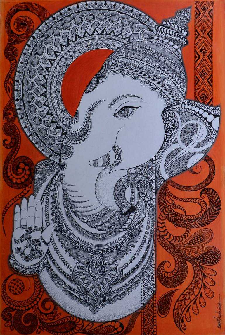 ganesha by anjali singh Painting by anjali singh | Saatchi Art