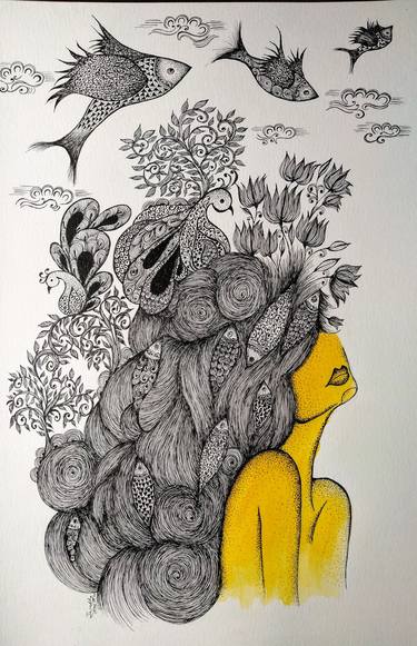 Print of Abstract Women Drawings by Swadha Prasad