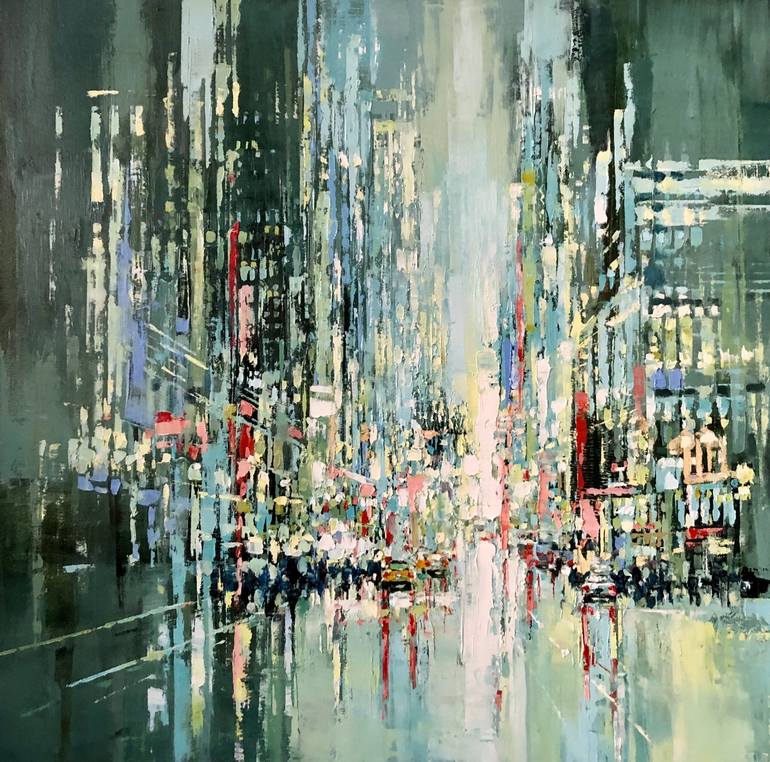 Original Abstract Cities Painting by OLENA McMurtrey