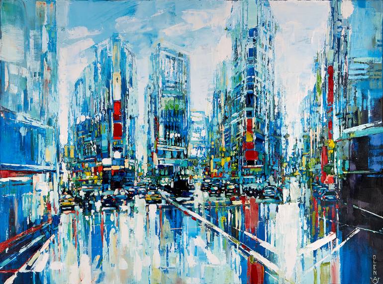 Original Abstract Cities Painting by OLENA McMurtrey