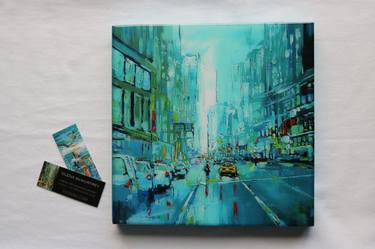 Print sealed in resin "July in the city" Painting thumb