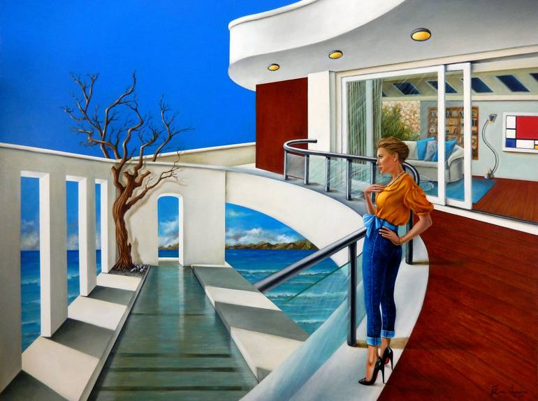 Original Architecture Painting by Fatima Marques | Contemporary Art on Canvas | Outono