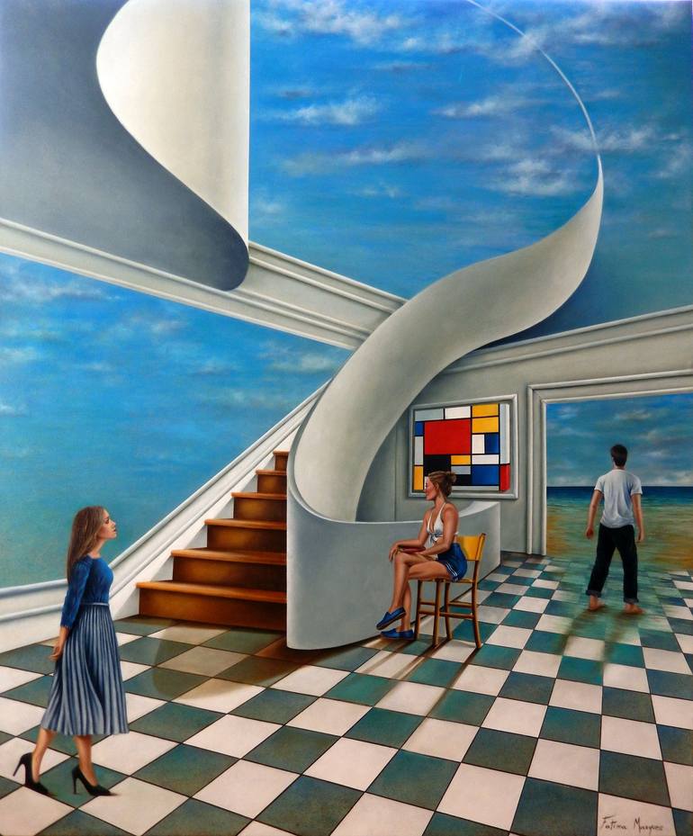 Original Figurative Interiors Paintings by Fatima Marques