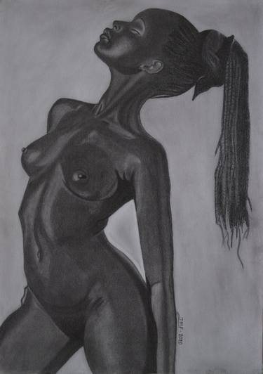 Original Portraiture Nude Drawing by Jean-Marie Faye