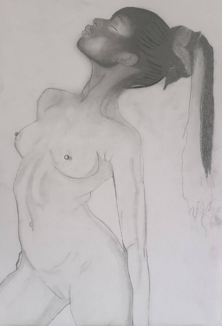 Original Portraiture Nude Drawing by Jean-Marie Faye
