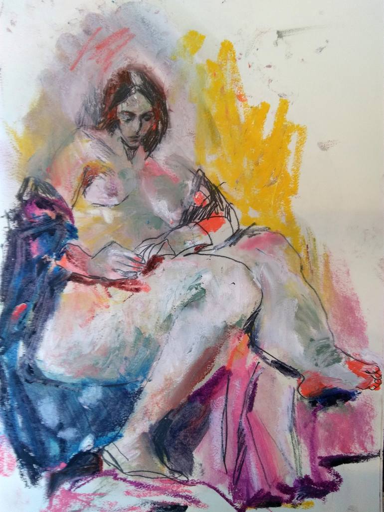 nude reading Drawing by Mathieu Schoettl | Saatchi Art