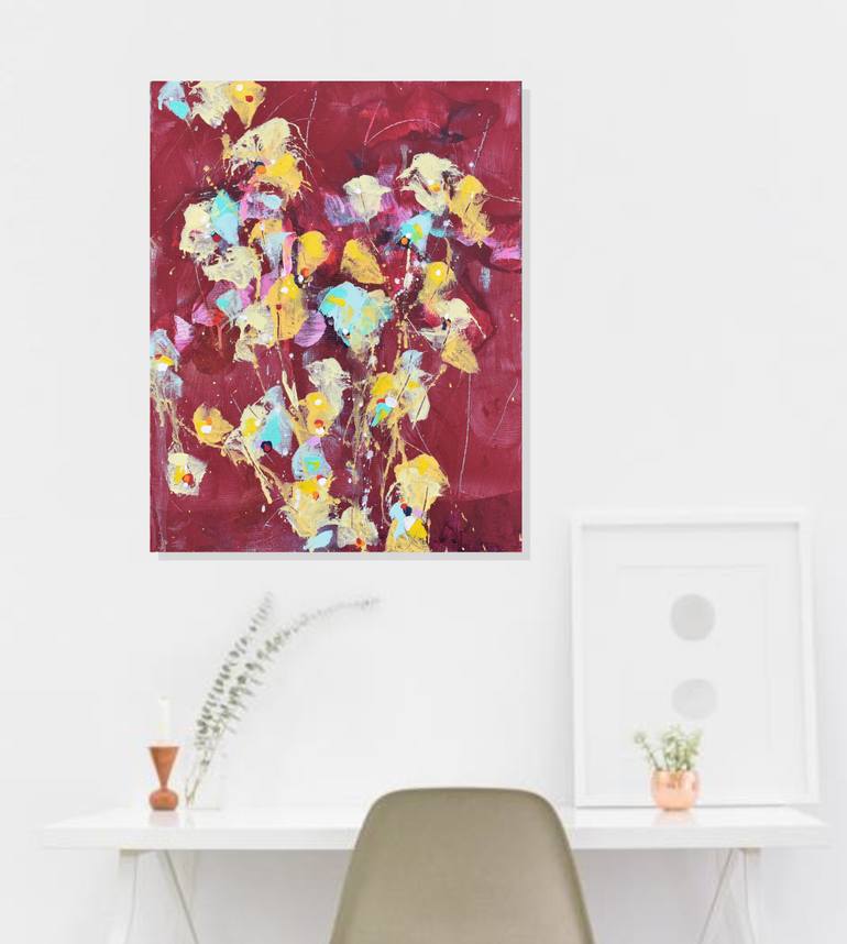 Original Abstract Floral Painting by Cynthia Ligeros