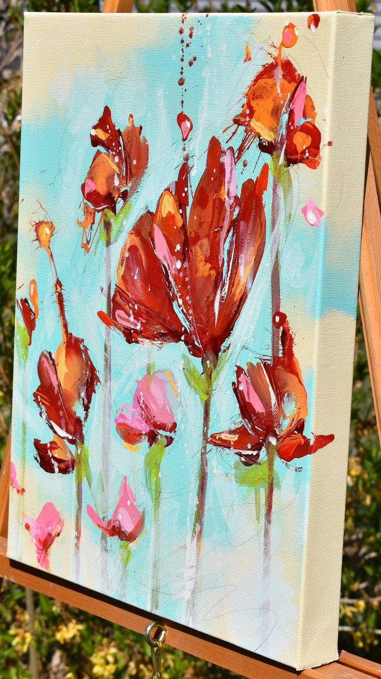 Original Abstract Floral Painting by Cynthia Ligeros