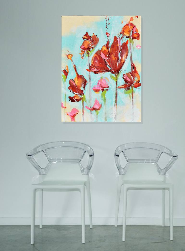 Original Abstract Floral Painting by Cynthia Ligeros