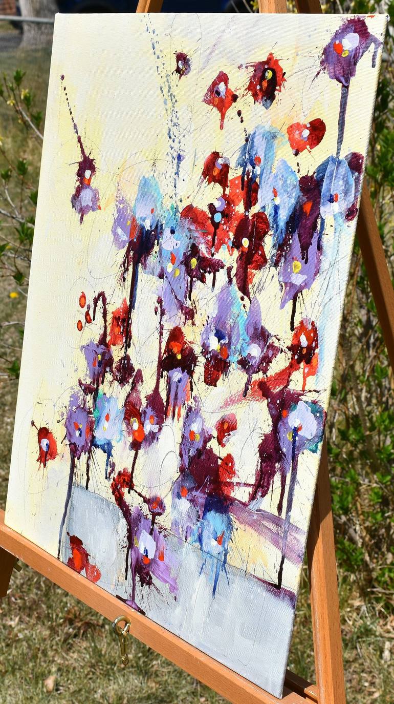 Original Abstract Floral Painting by Cynthia Ligeros