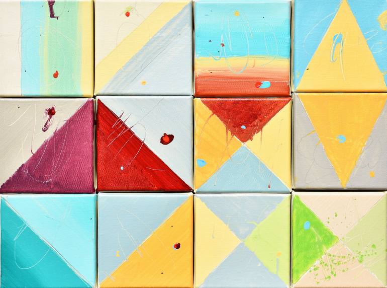Original Abstract Painting by Cynthia Ligeros | Abstract Art on Canvas | Carnival of Colors - Abstract Art - 12 x 16 IN / 30 x 41 CM