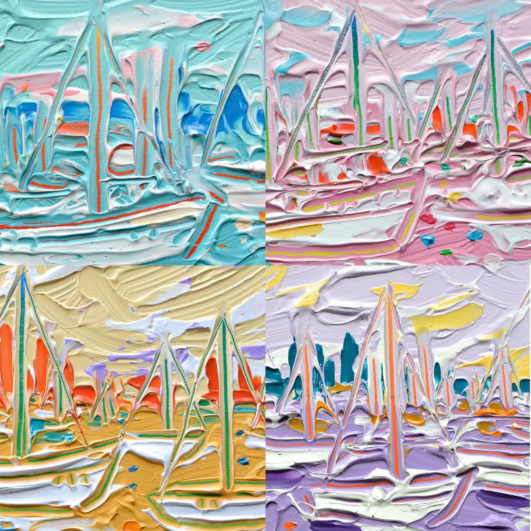 Original Abstract Expressionism Boat Painting by Joseph Villanueva