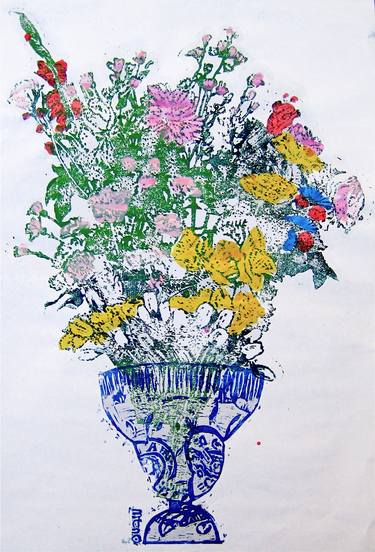 Original Floral Printmaking by martinus johannes van der Jagt
