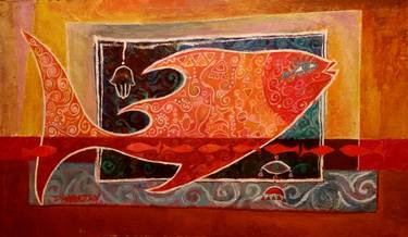 Print of Abstract Expressionism Fish Paintings by Dia Makeen