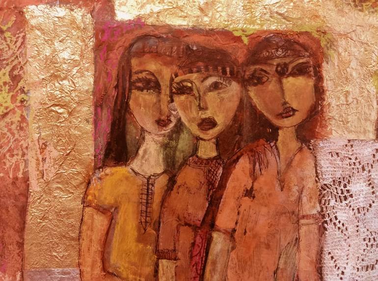 Original Abstract Expressionism Family Mixed Media by Dia Makeen